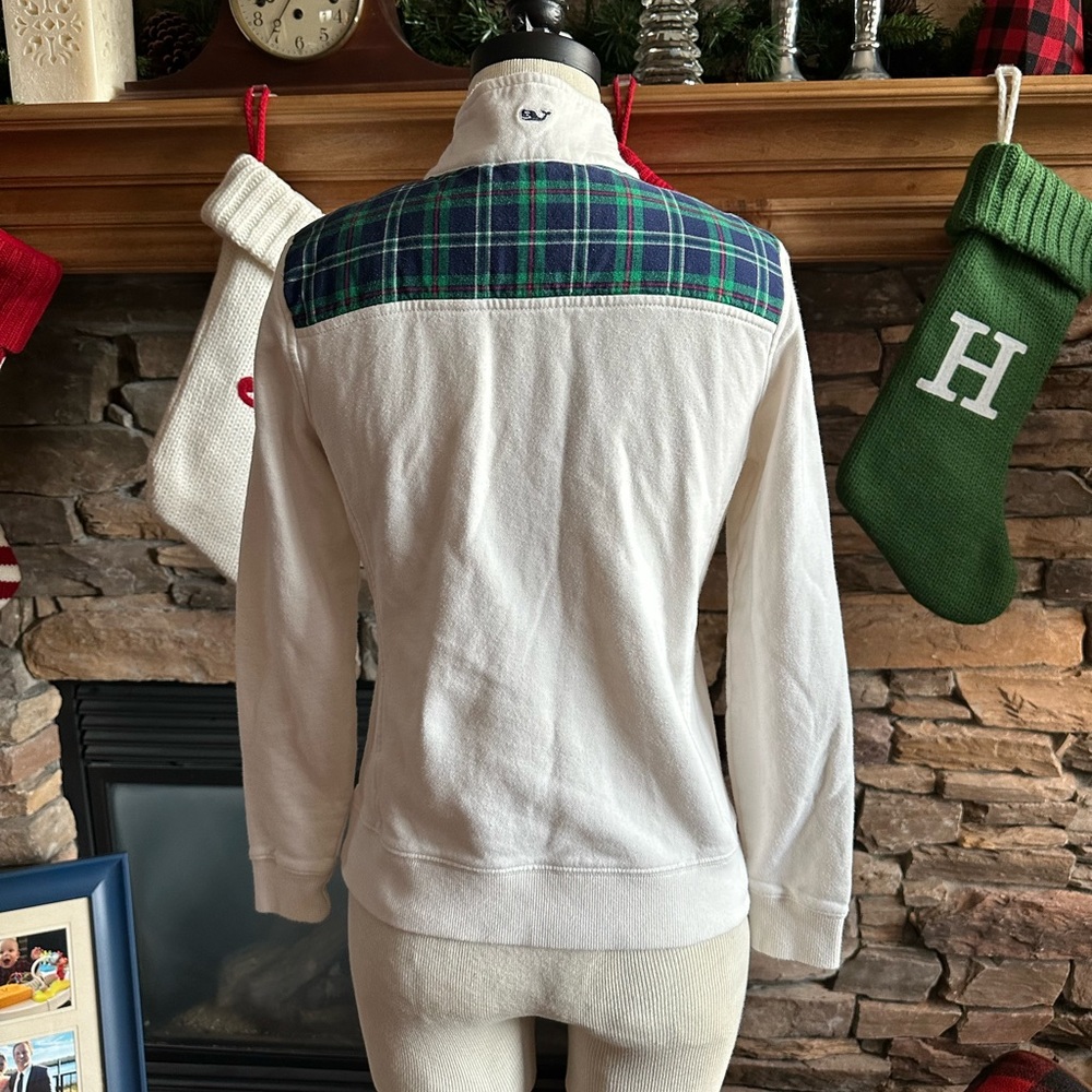 VINEYARD VINES 🐳 Ladies White with Plaid Yoke All Cotton Shep Shirt - Sz XXS - Picture 11 of 16